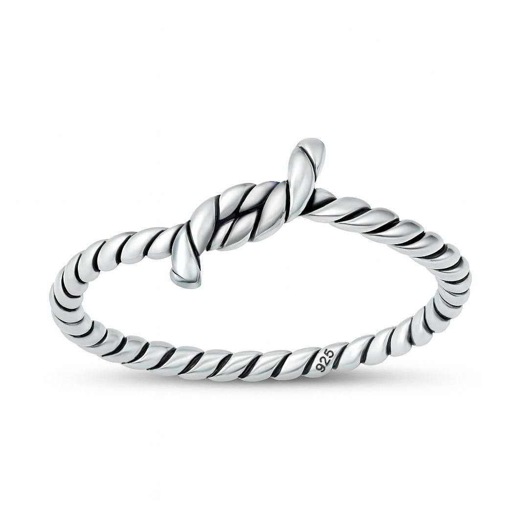 Silver Ring - Rope Knot