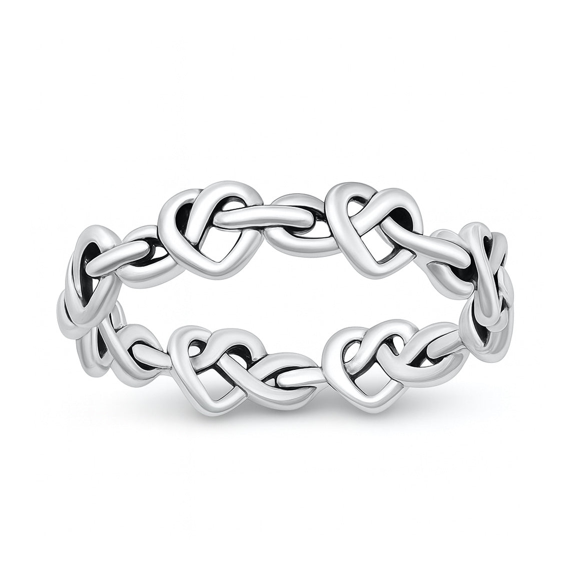 Silver Ring - Knotted Hearts