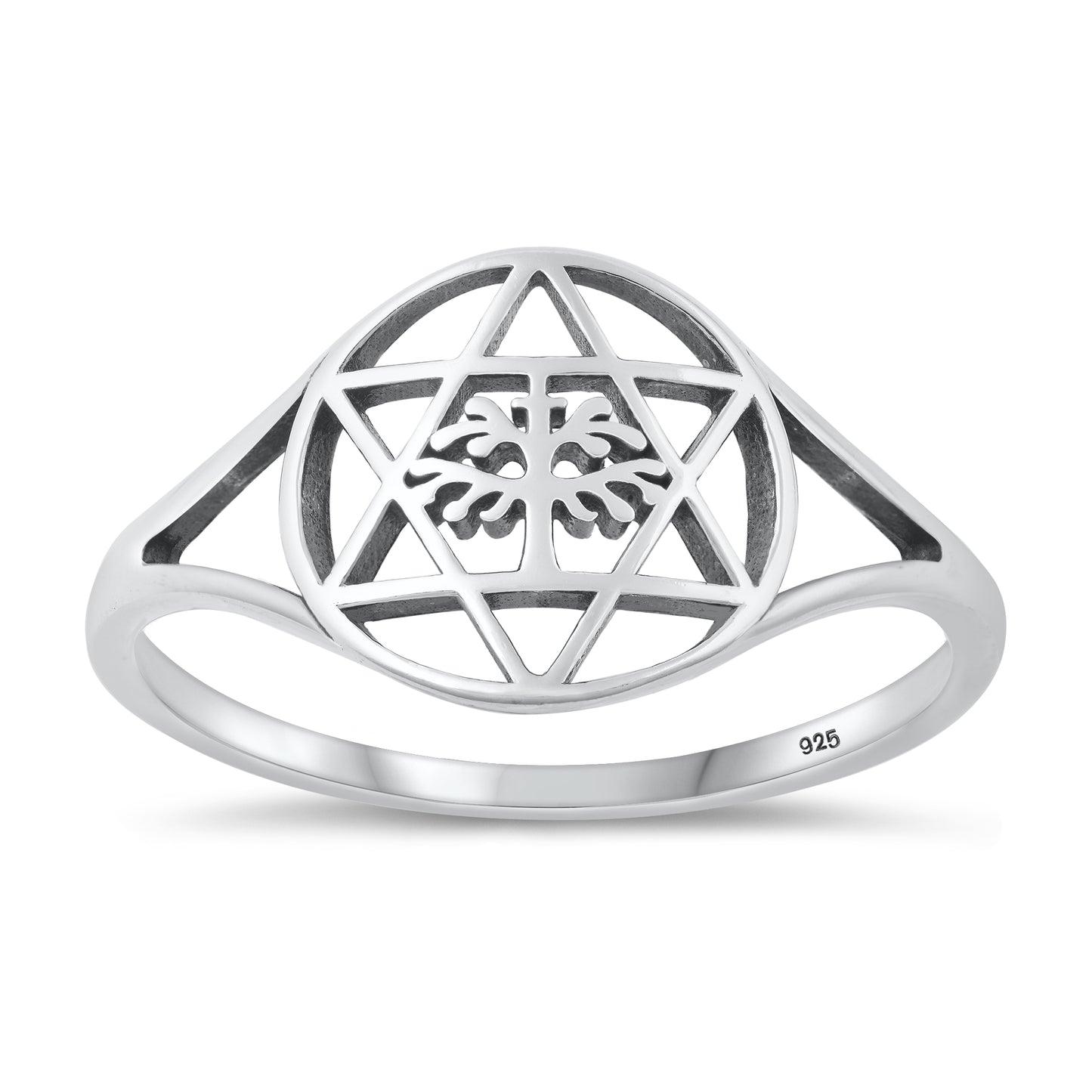Silver Ring - Star of David & Tree