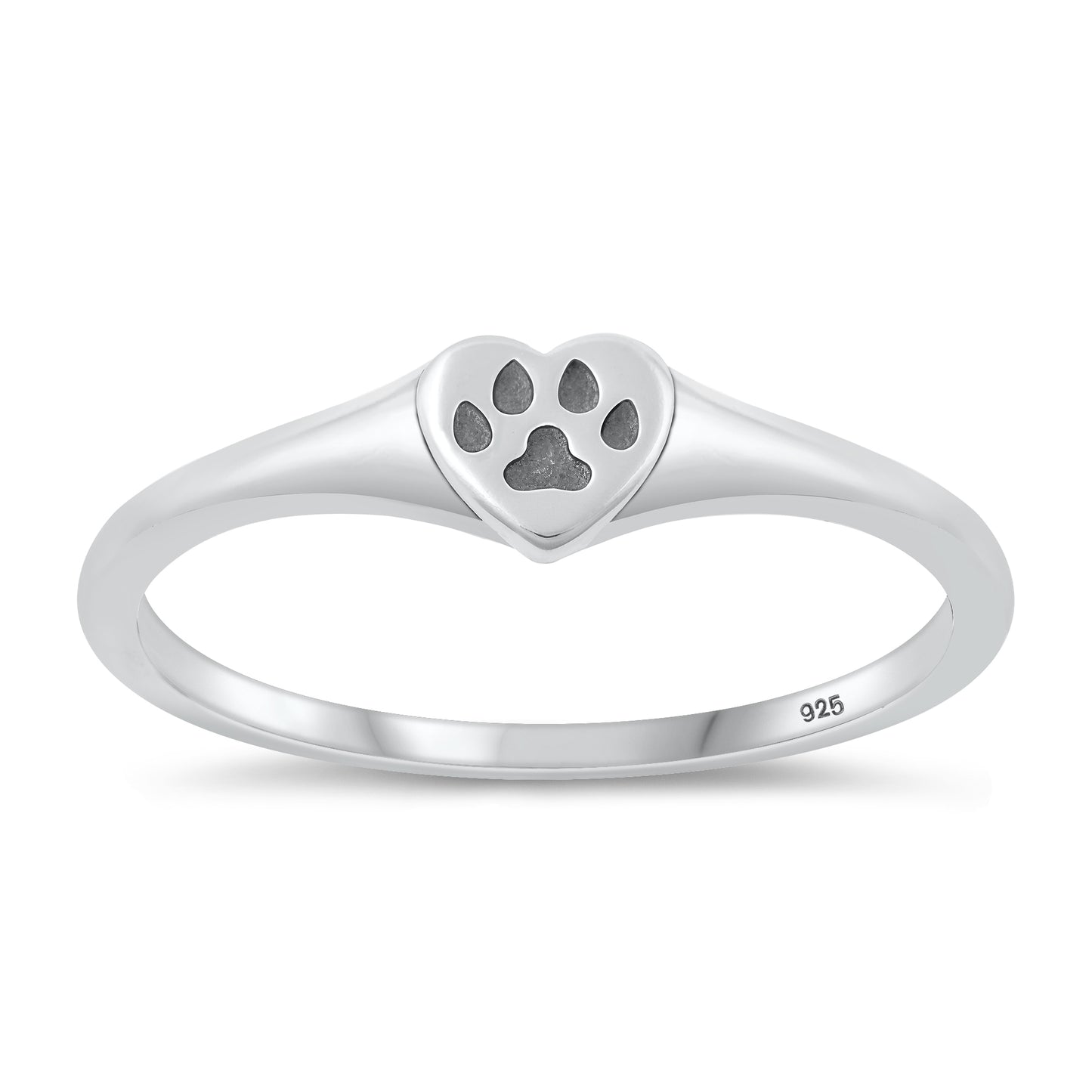 Silver Ring - Paw Print & Heart