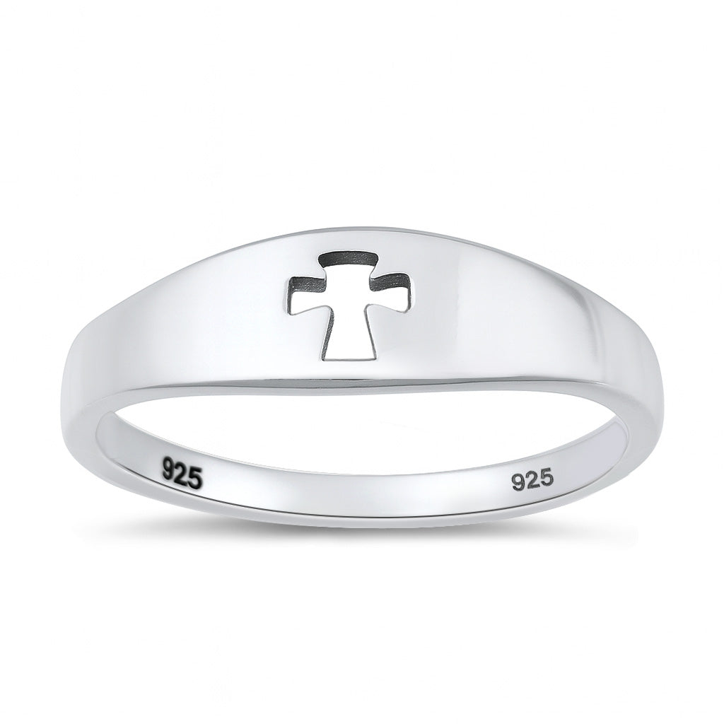 Silver Ring - Open Cross