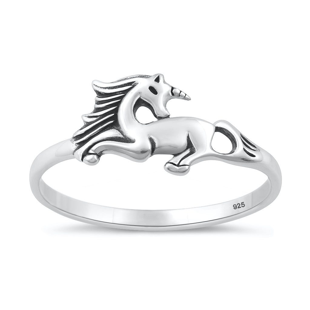 RP145529 Sterling Silver Unicorn Ring Wholesale 925 Fantasy Jewelry