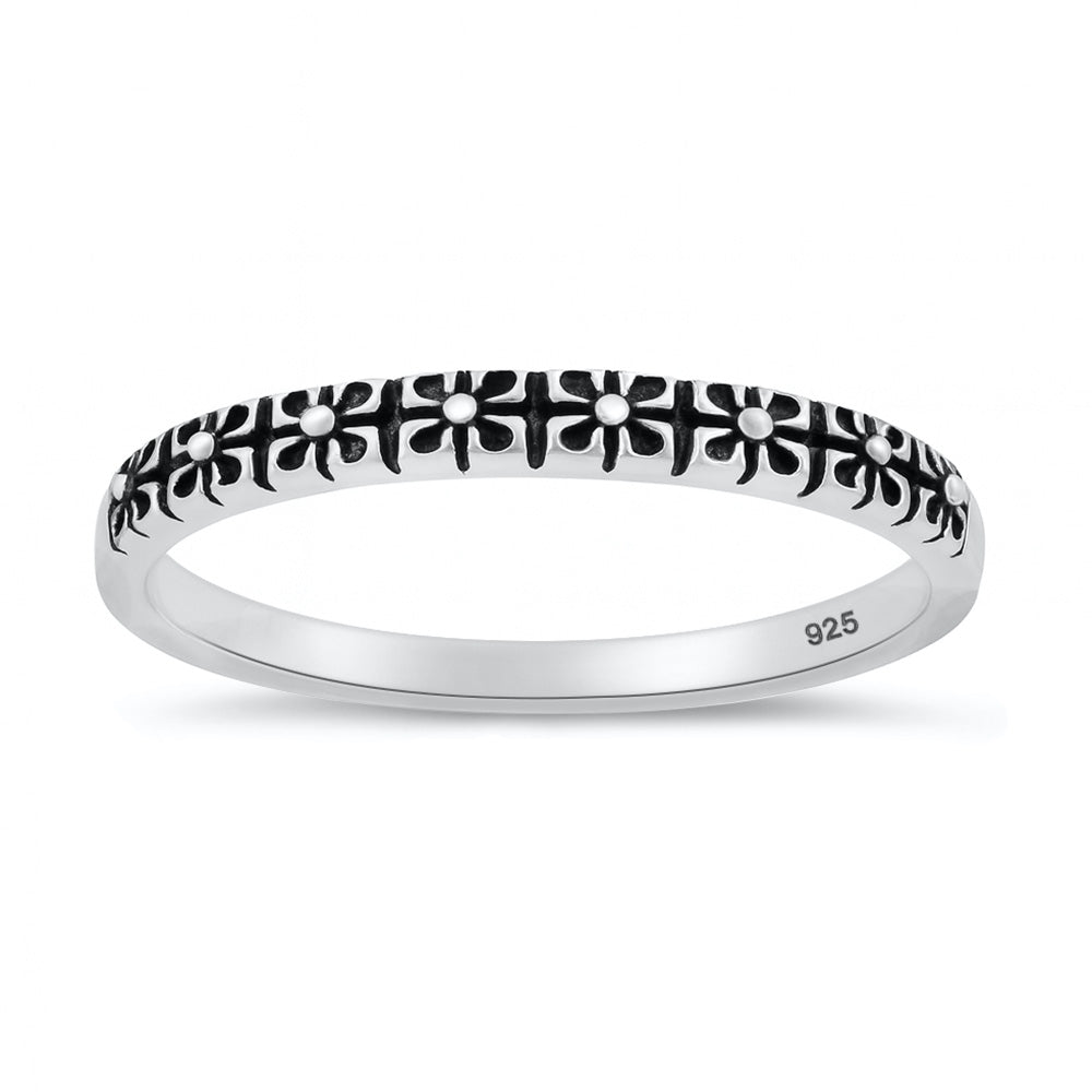 Silver Ring - Floral Band