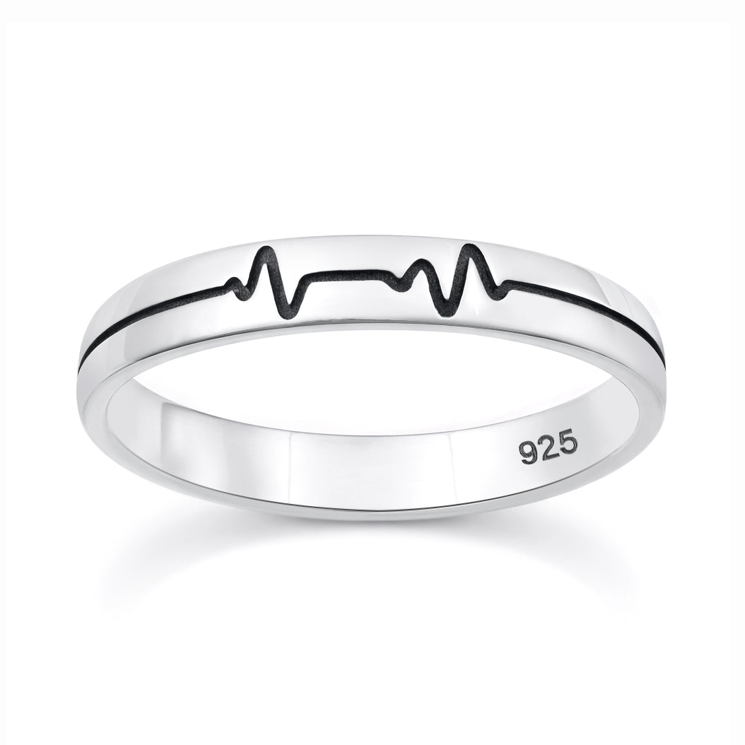 Silver Ring - Hearbeat EKG Band