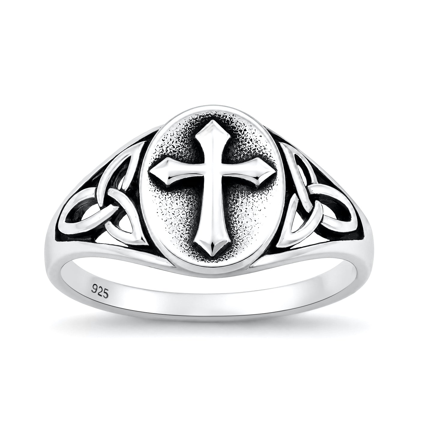 Silver Ring - Celtic Knot & Cross