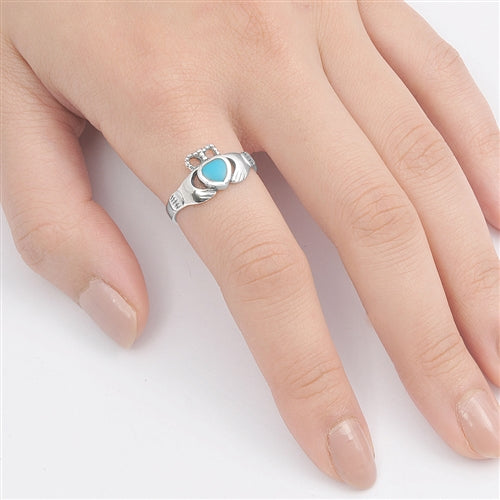 Silver Stone Ring - Claddagh