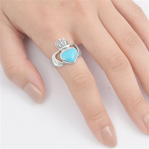 Silver Stone Ring - Claddagh