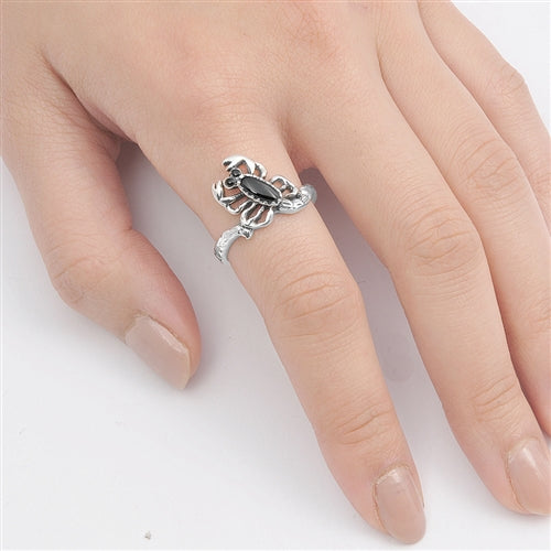 Silver Stone Ring - Scorpion