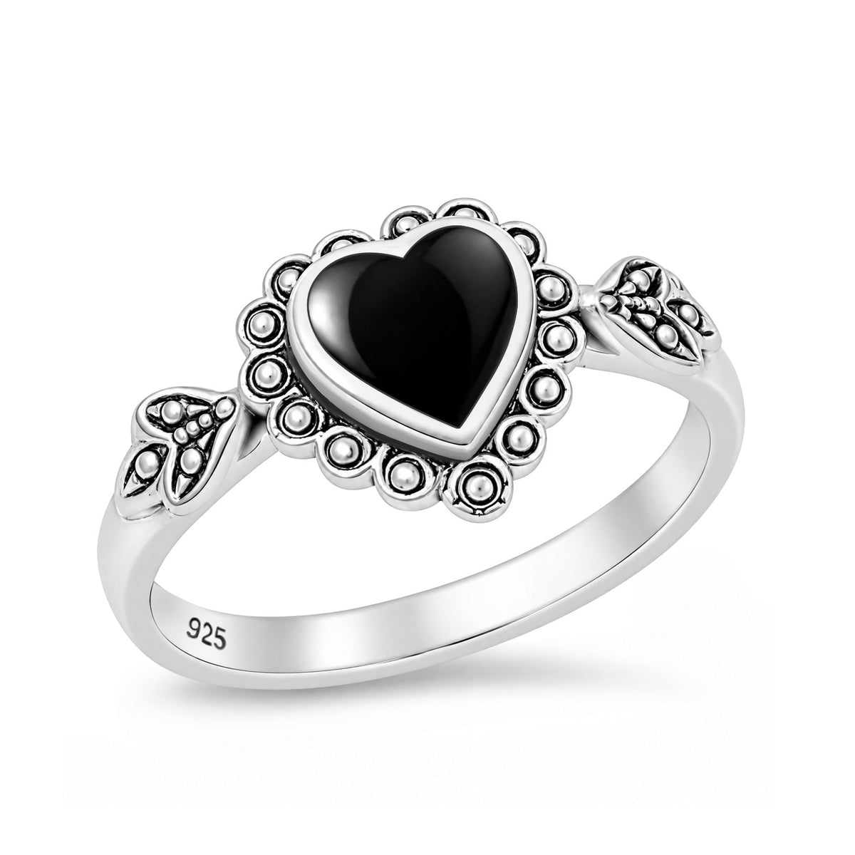 Silver Heart Stone Ring