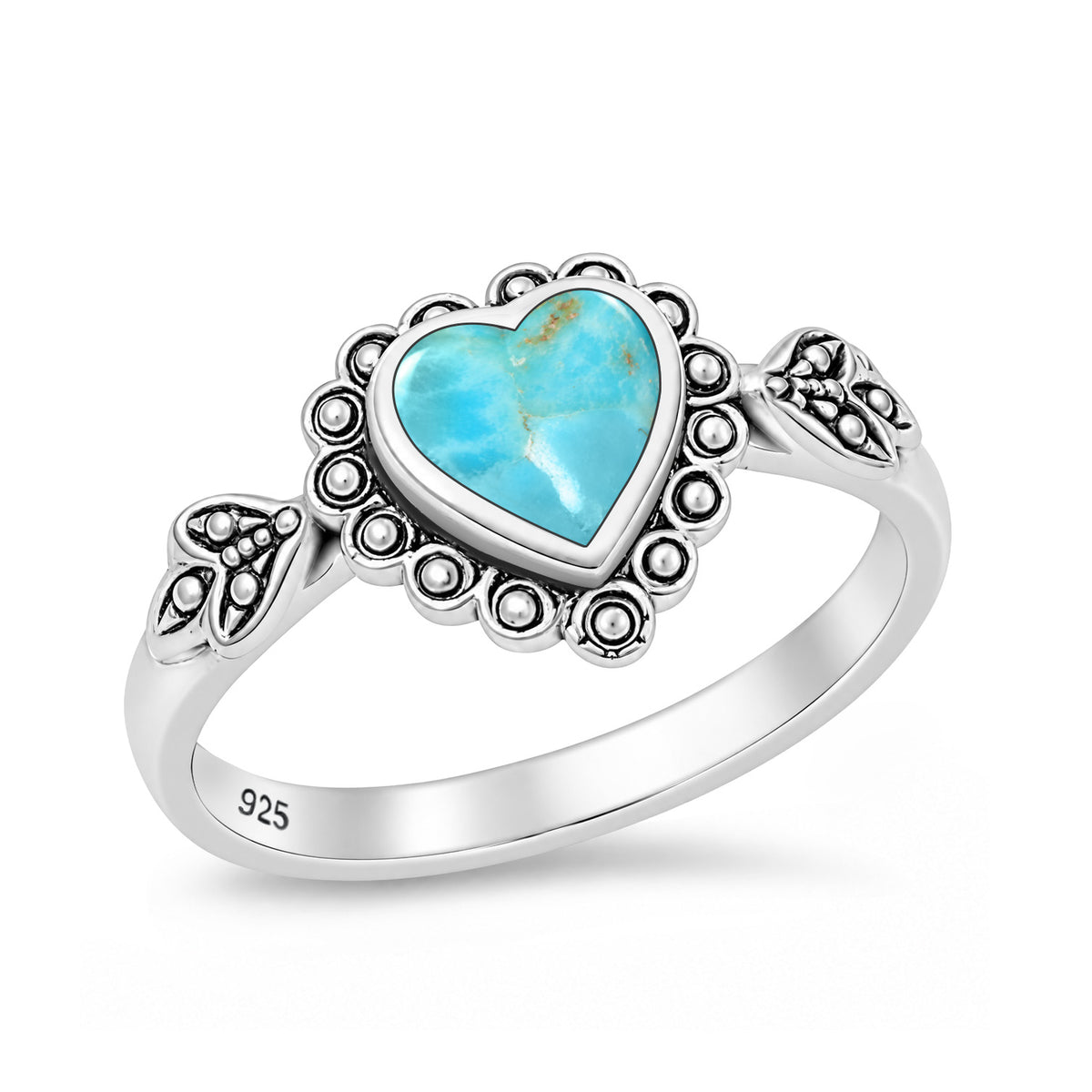 Silver Heart Stone Ring