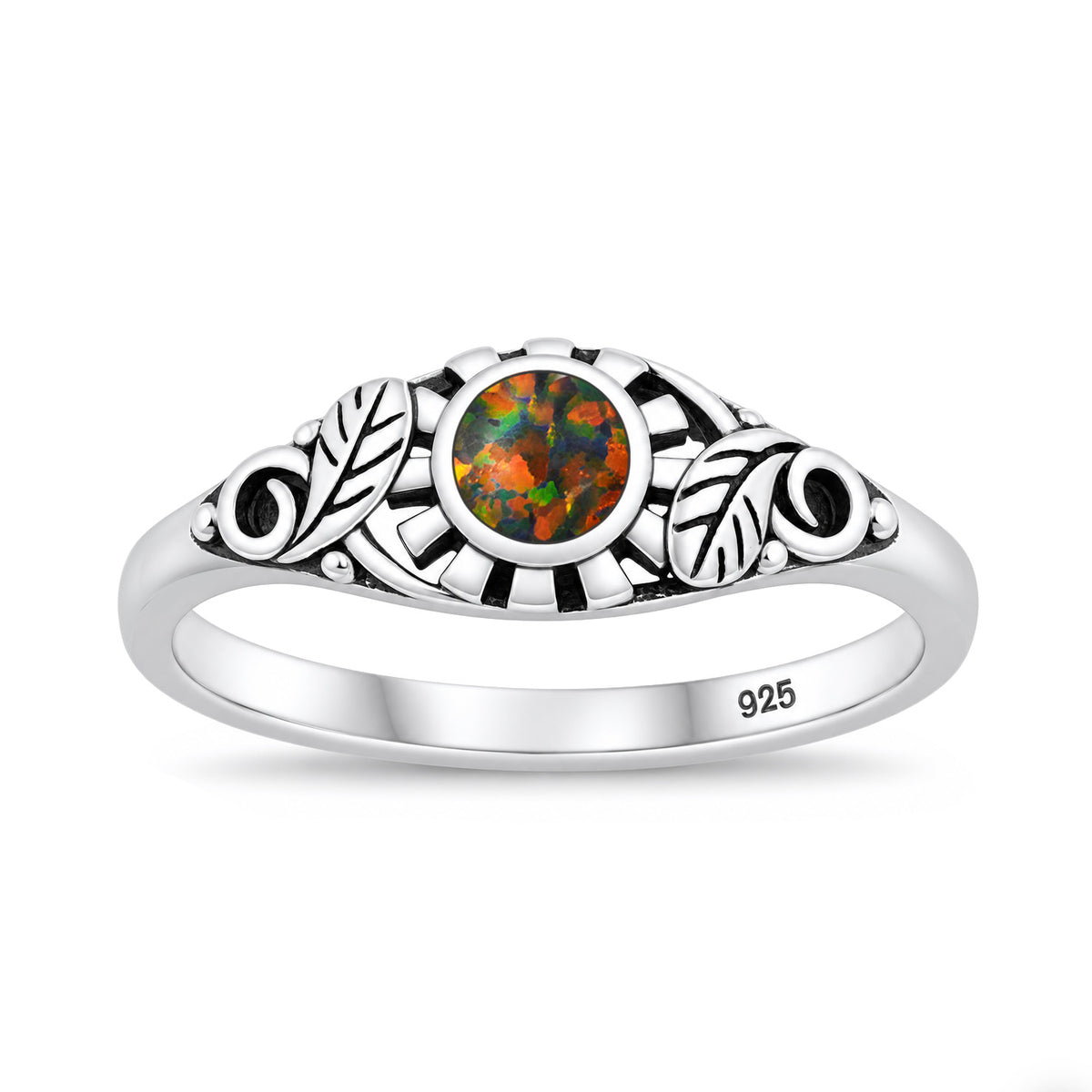 Silver Sunflower Stone Ring