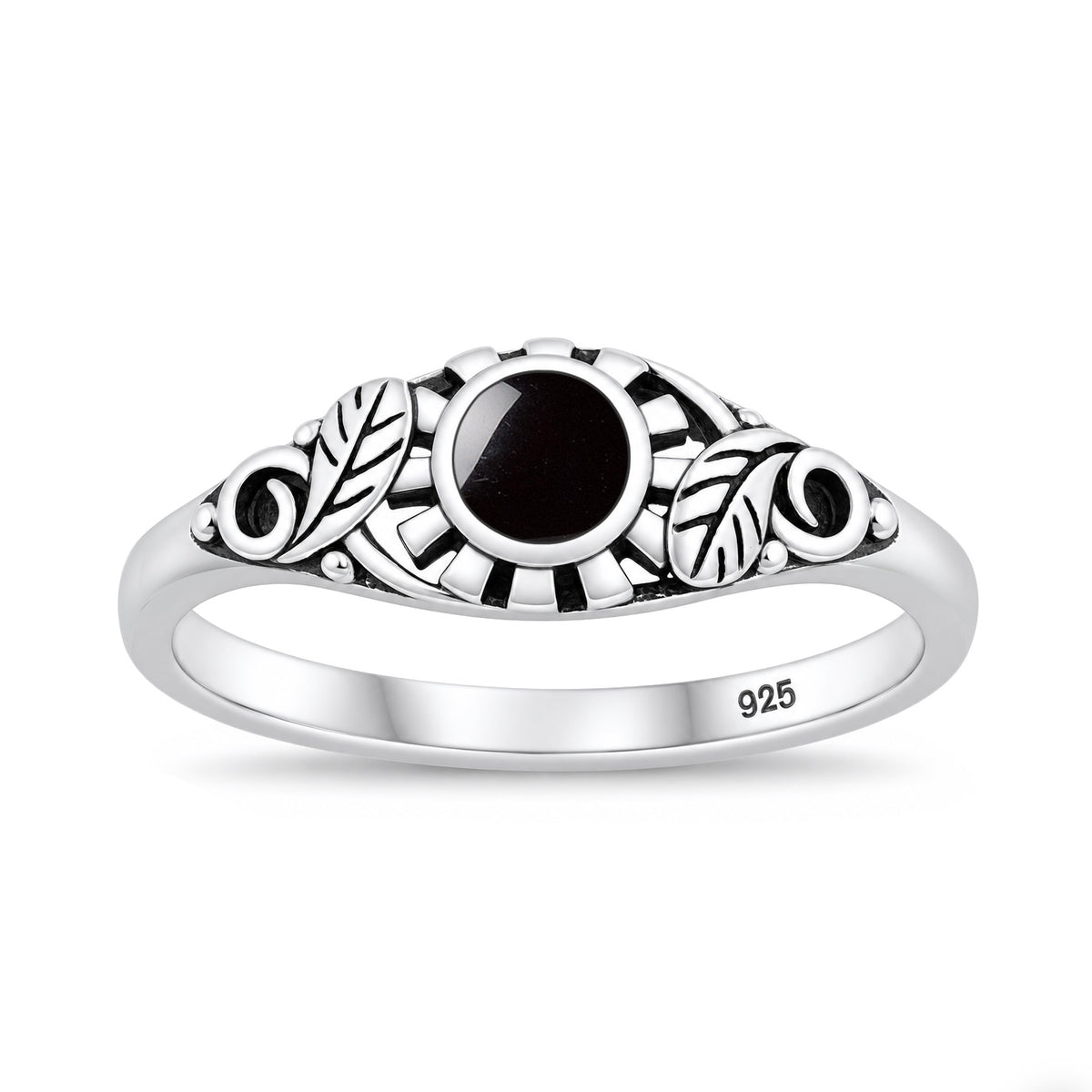 Silver Sunflower Stone Ring