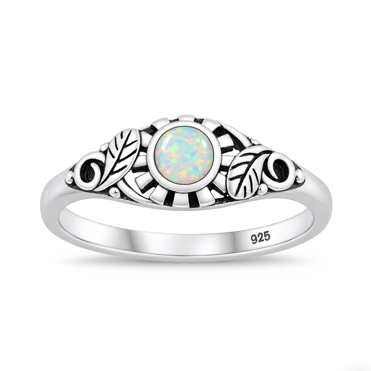 Silver Sunflower Stone Ring