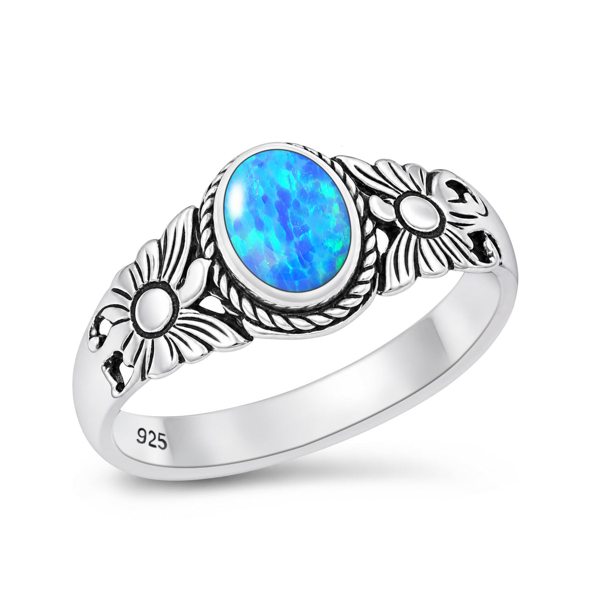 Silver Sunflower Stone Ring