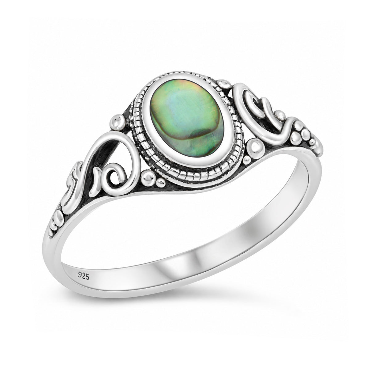 Silver Bali Stone Ring
