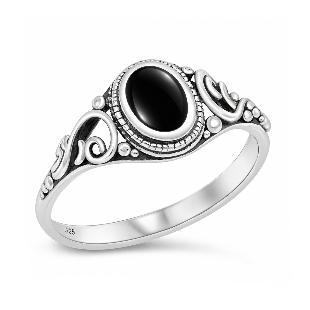 Silver Bali Stone Ring