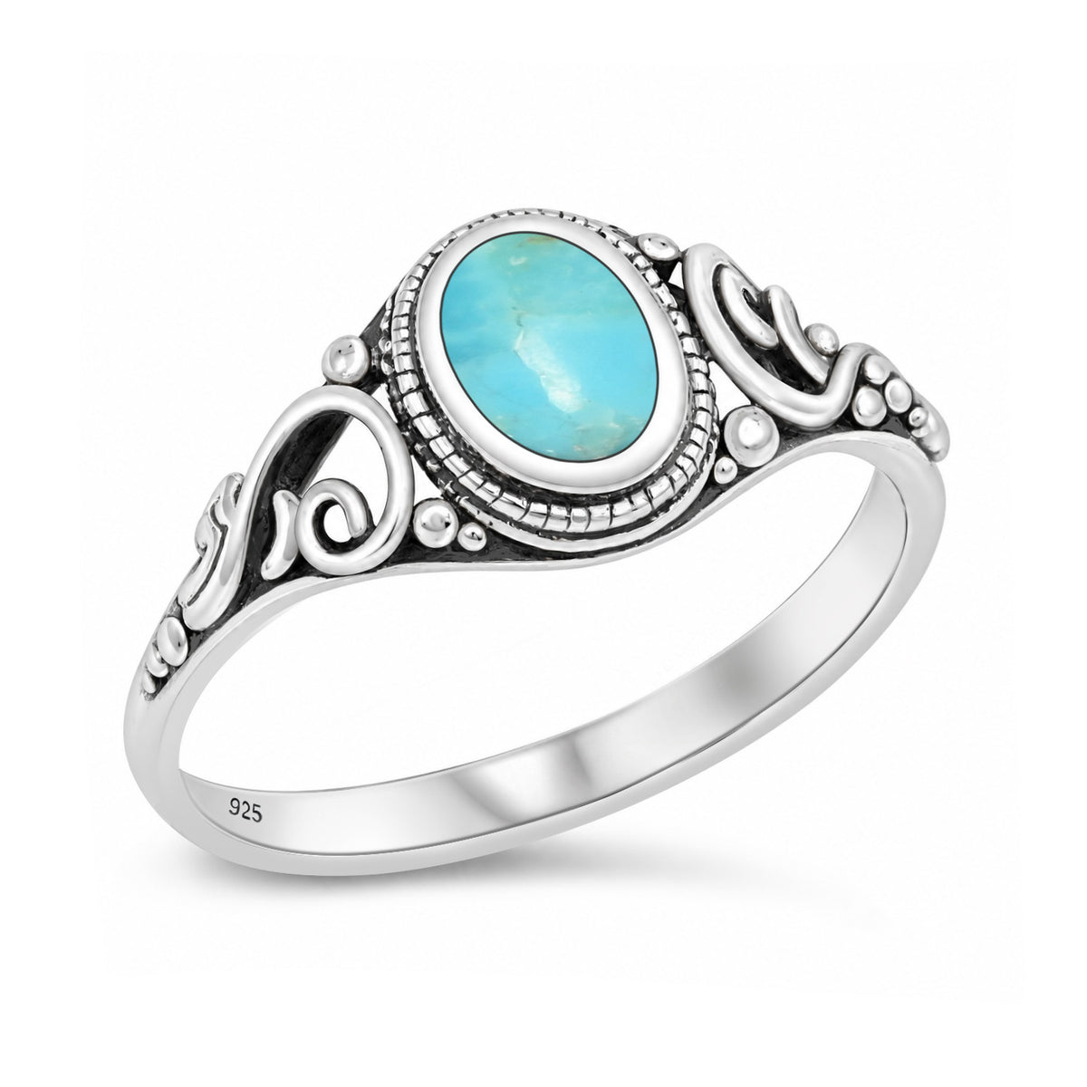 Silver Bali Stone Ring