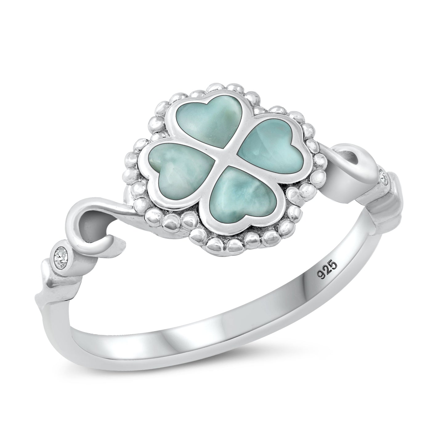 Silver CZ Ring - Four Leaf Clover