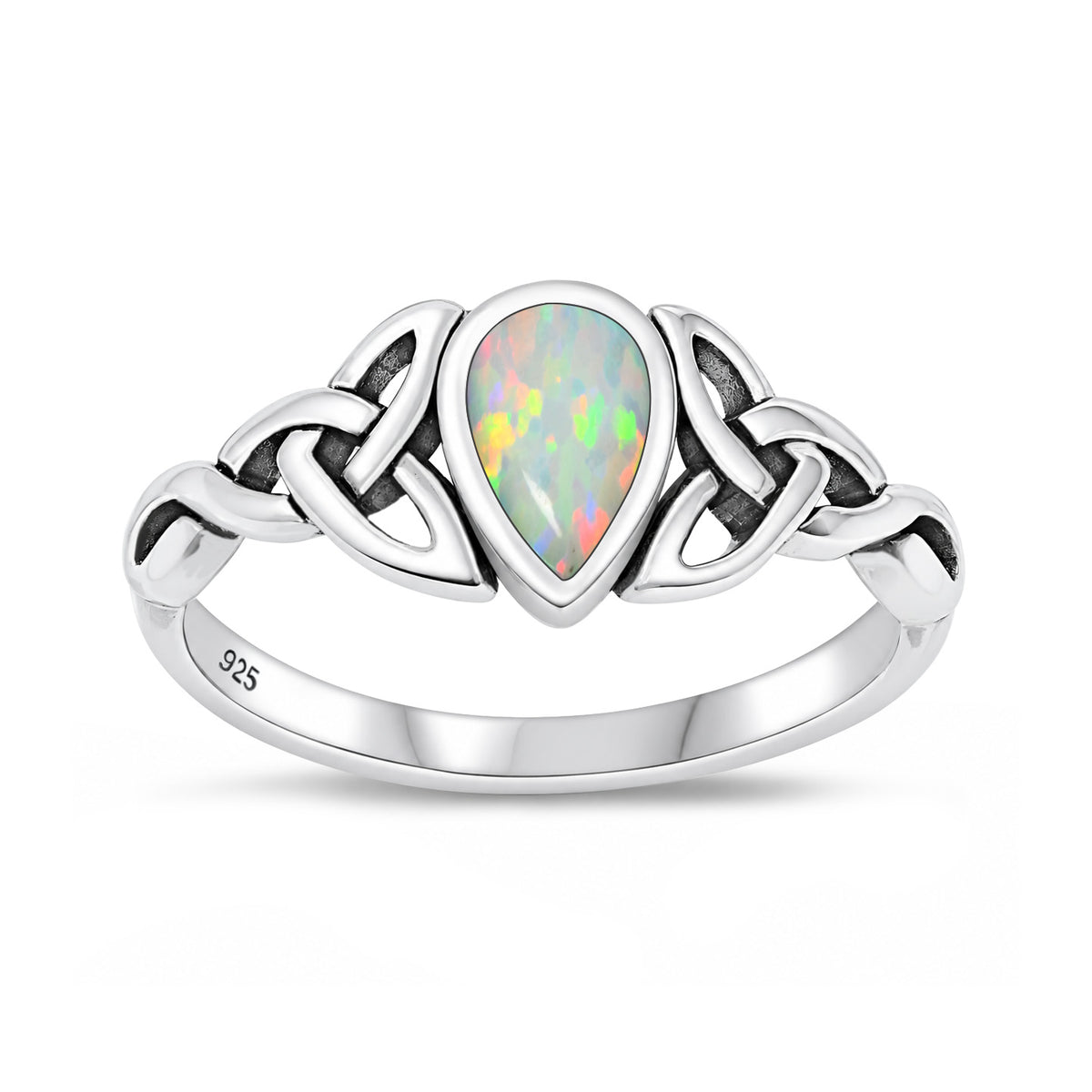 Silver Lab Opal Ring - Celtic