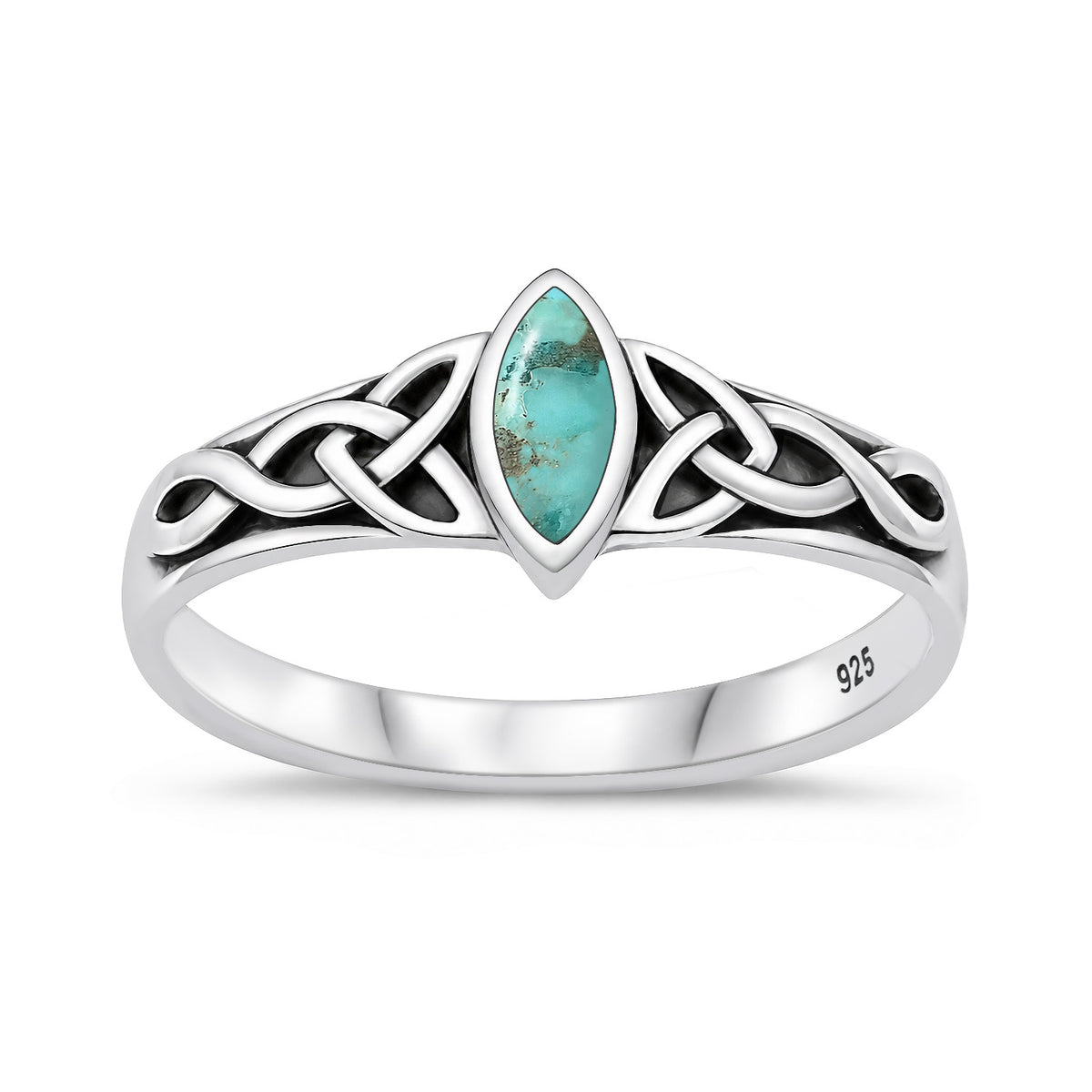 Silver Stone Ring - Celtic