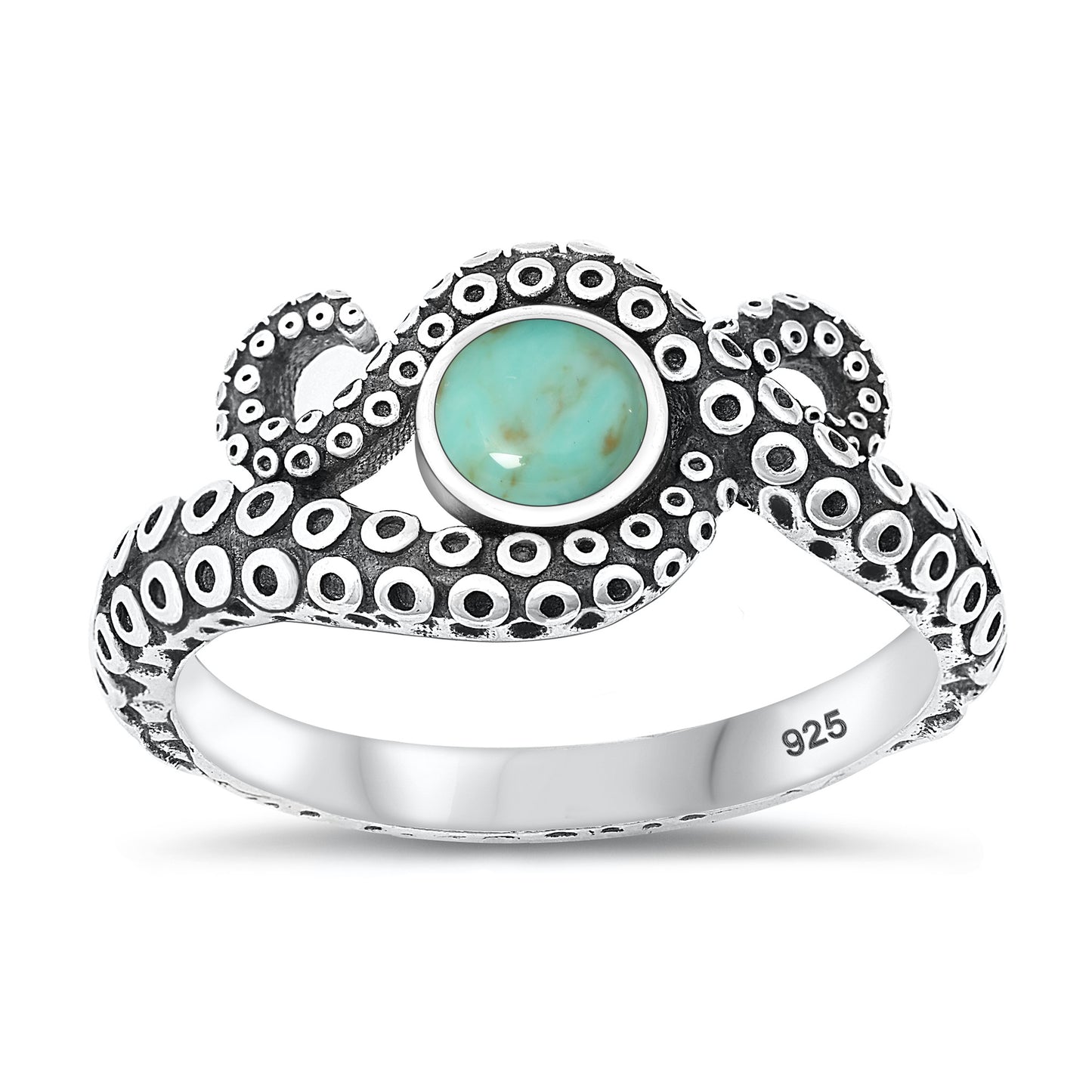 Silver Stone Ring - Tentacles