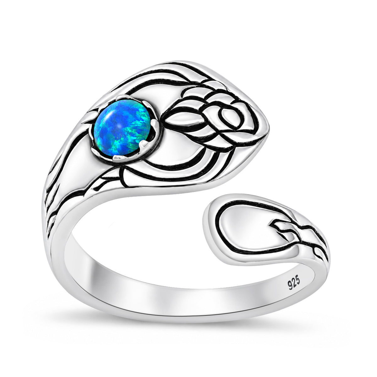 Silver Spoon Stone Ring