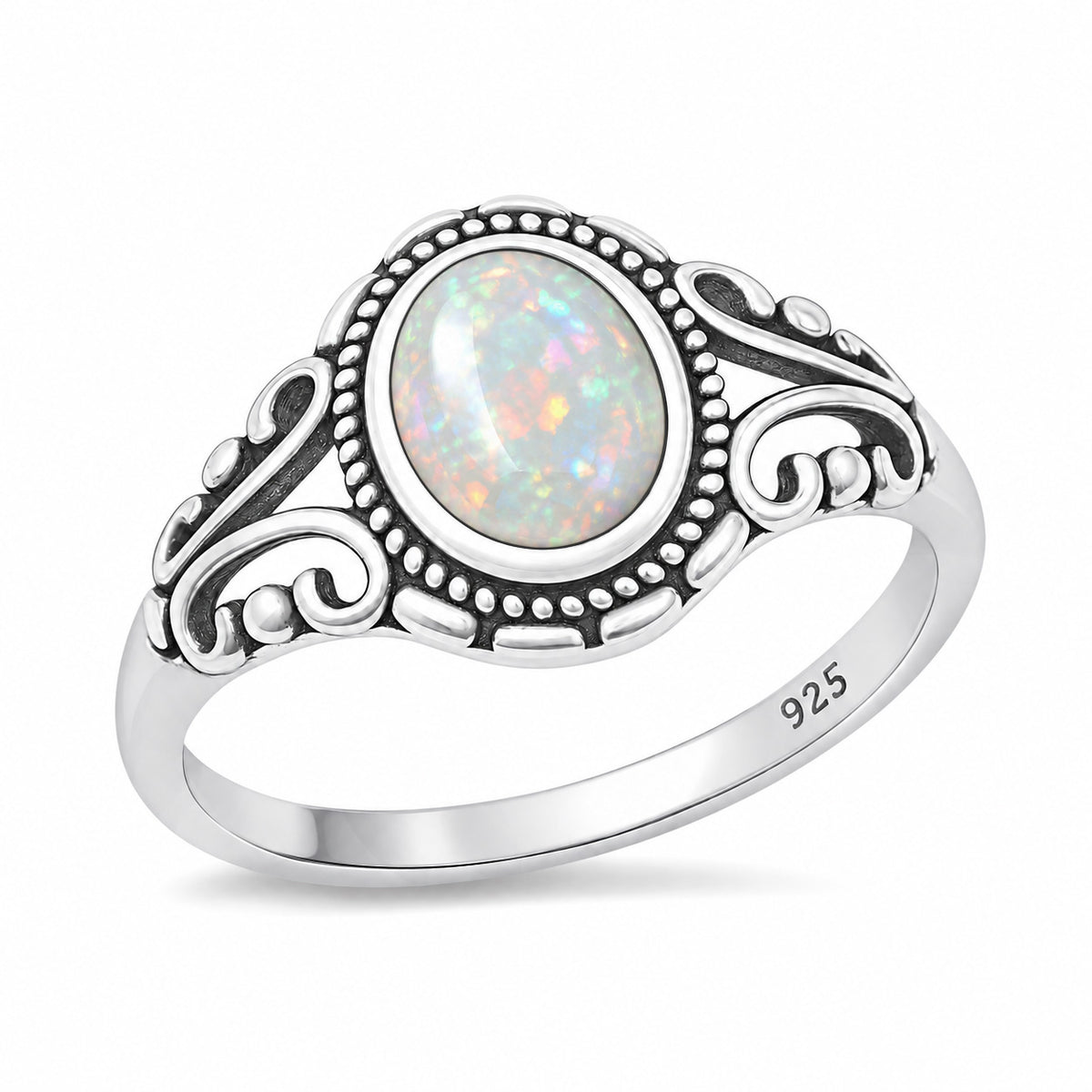 Silver Lab Opal Ring