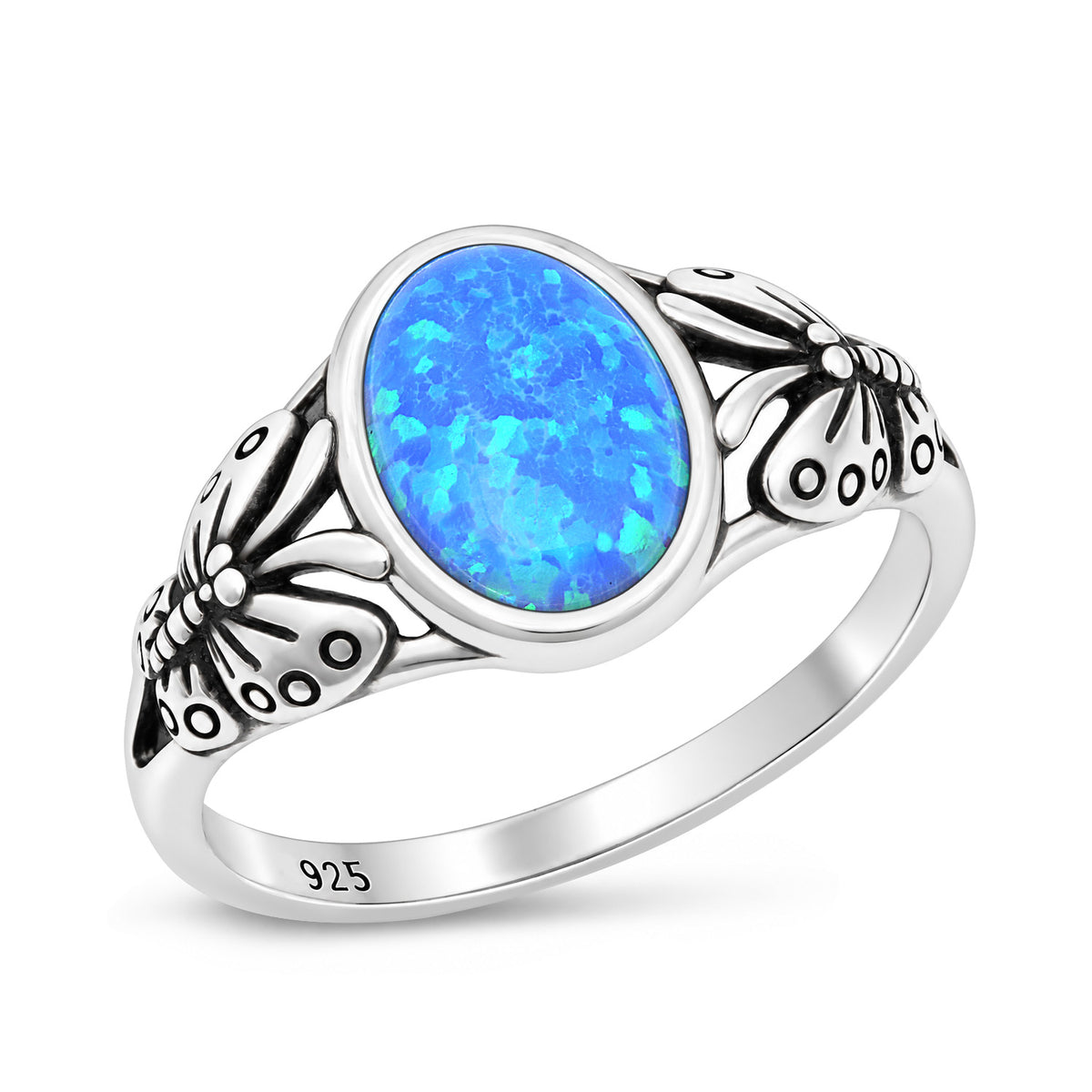 Silver Butterfly Stone Ring