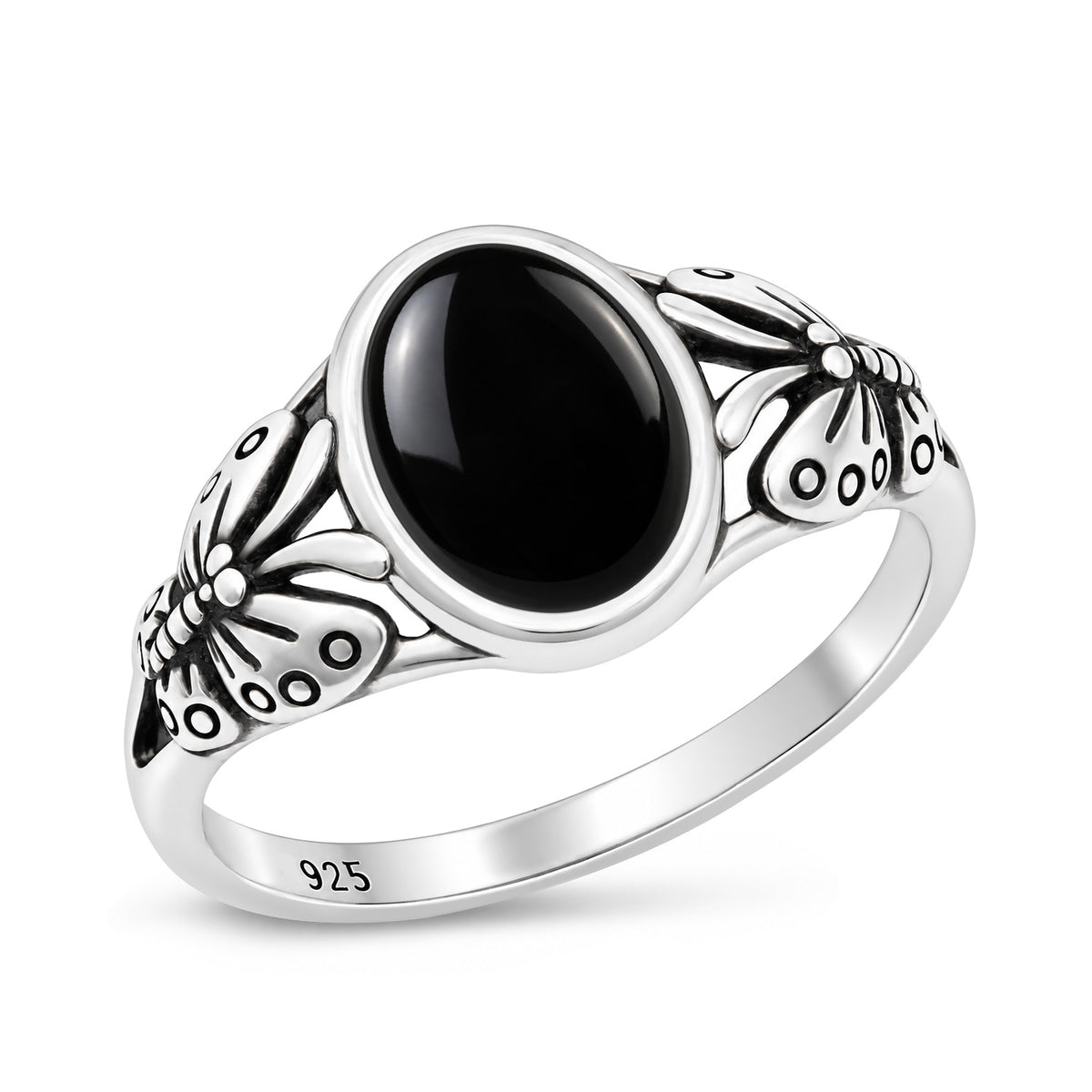 Silver Butterfly Stone Ring