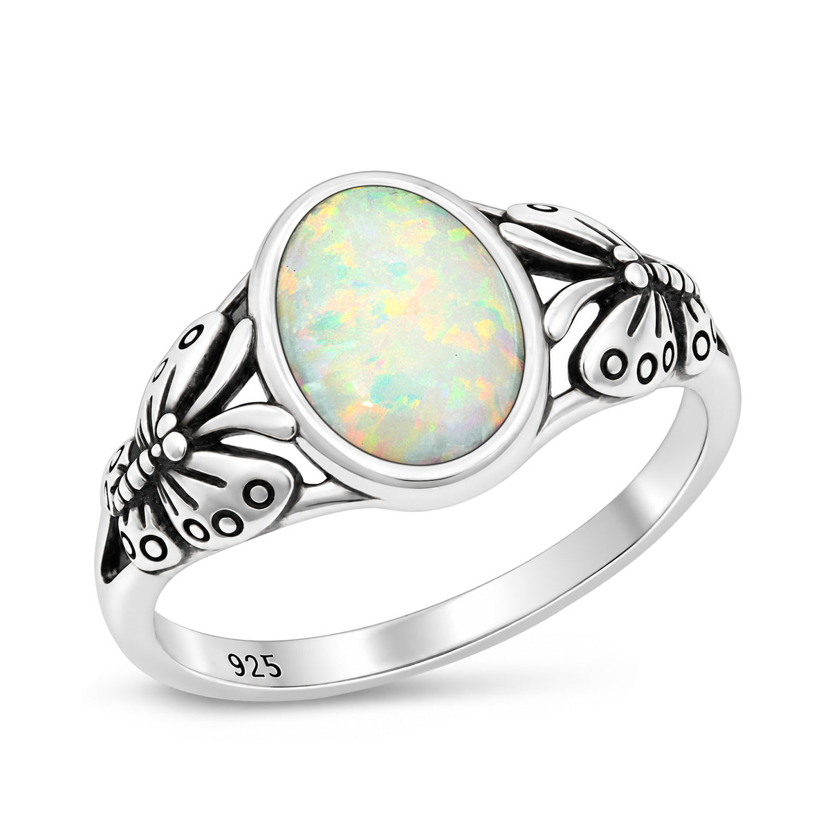 Silver Butterfly Stone Ring