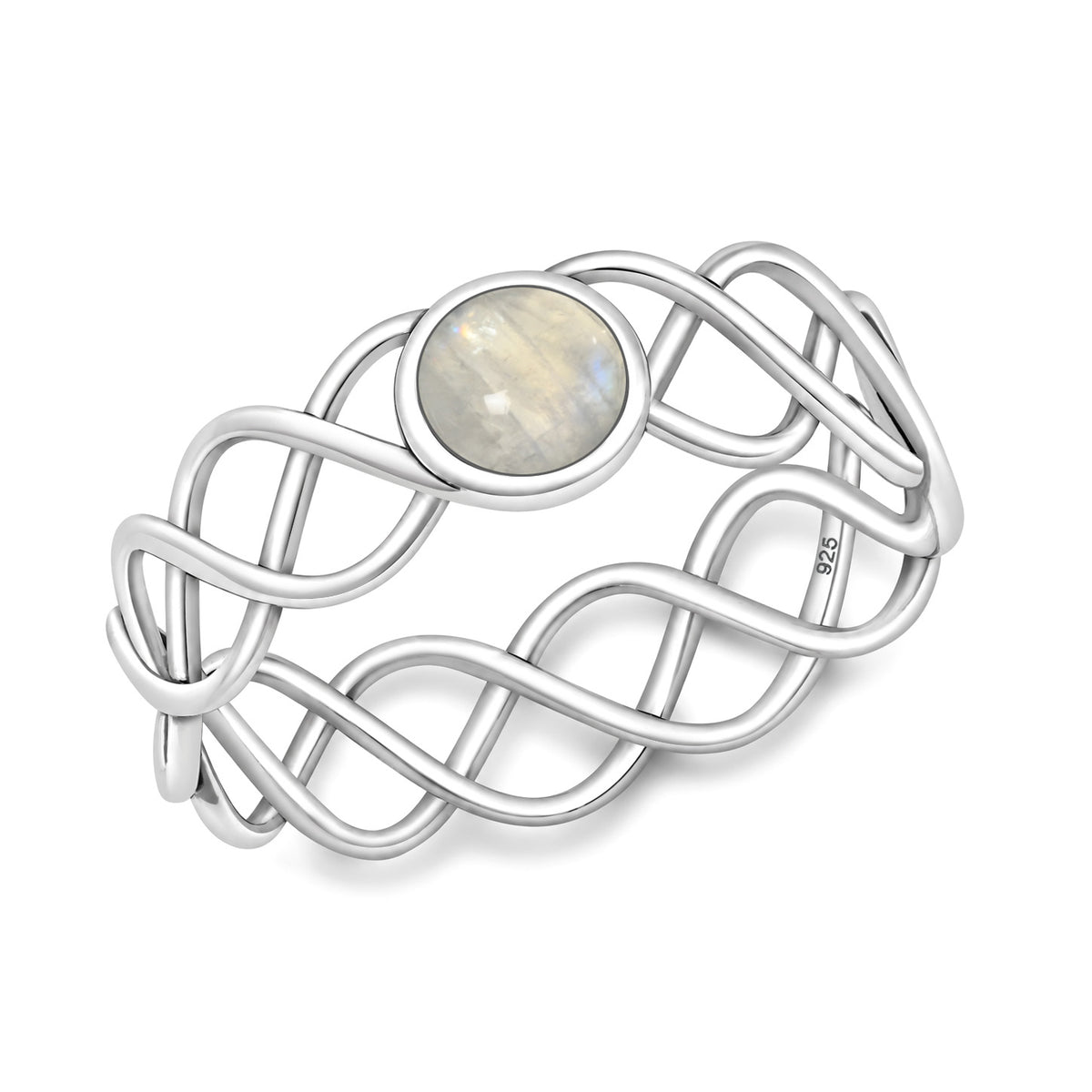 Silver Scroll Stone Ring