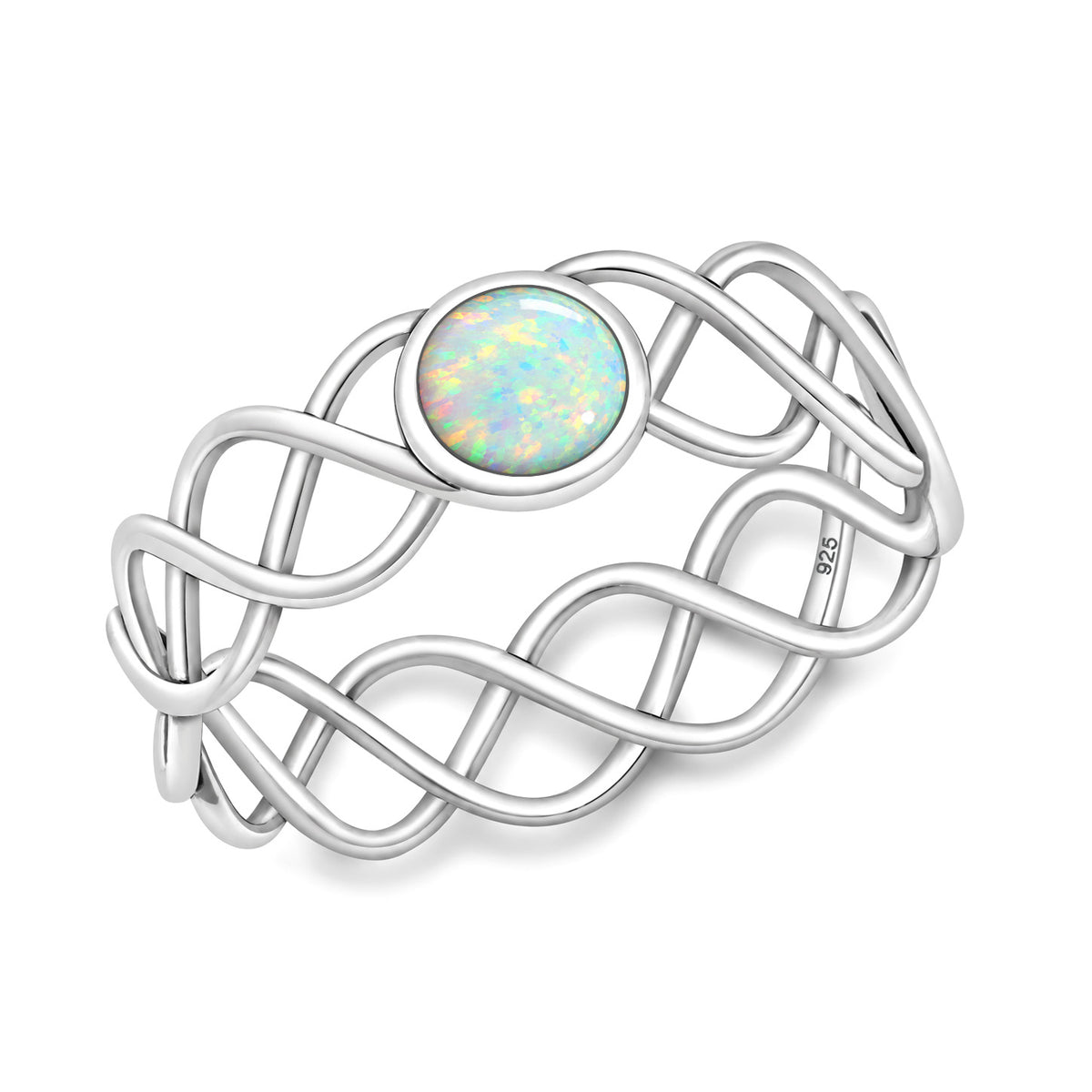 Silver Scroll Stone Ring