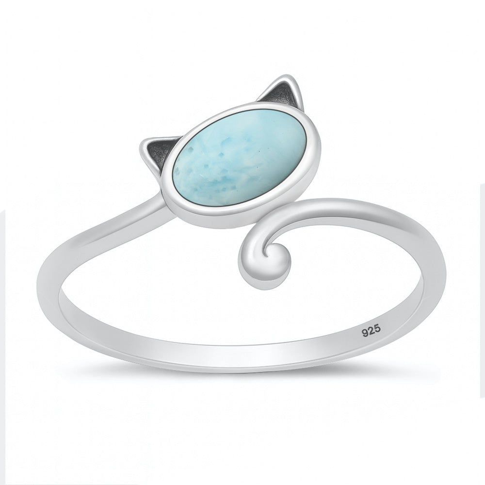 Silver Stone Ring - Cat