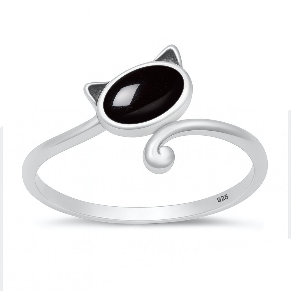 Silver Stone Ring - Cat