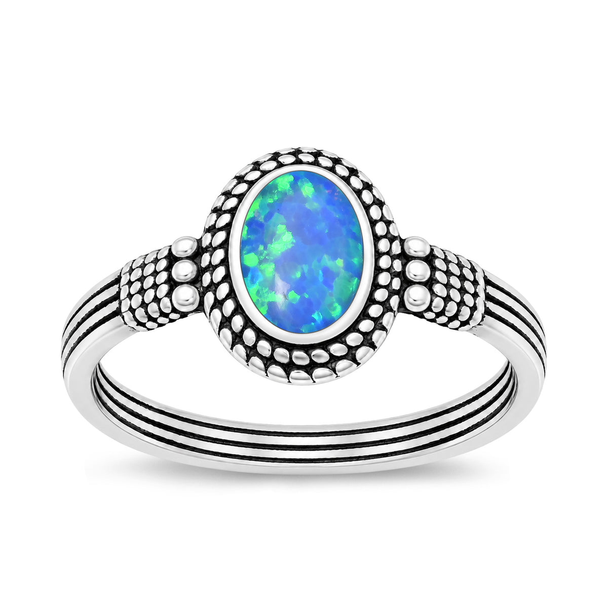 Silver Bali Stone Ring