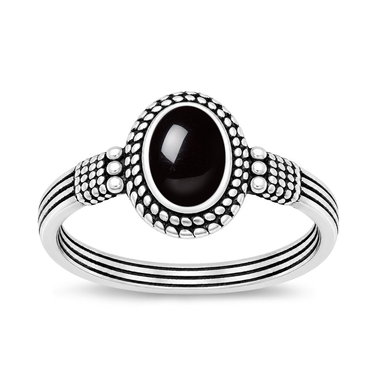 Silver Bali Stone Ring