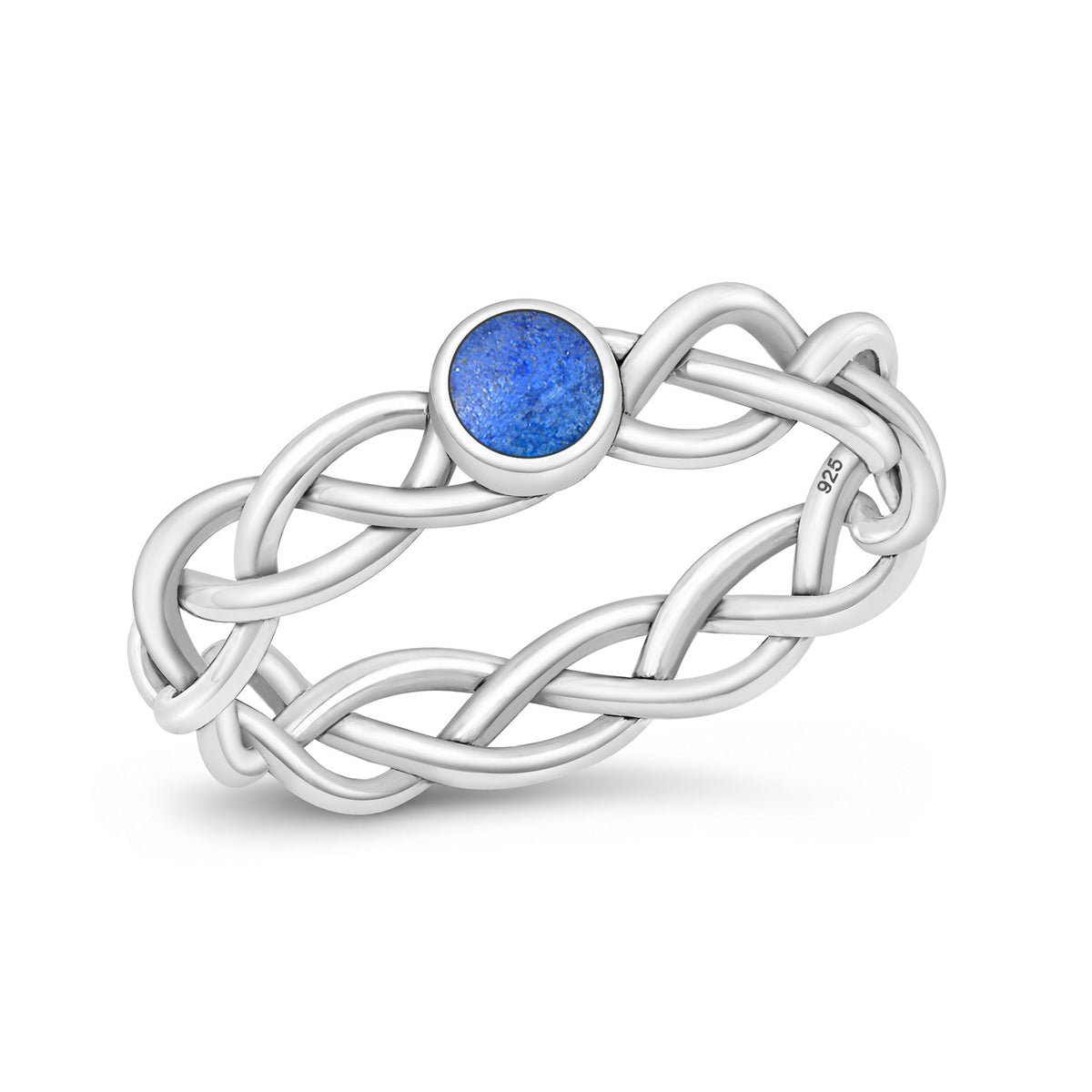 Silver Braided Stone Ring