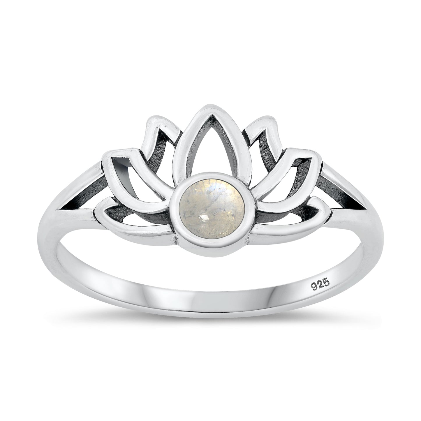 Silver Stone Ring - Lotus