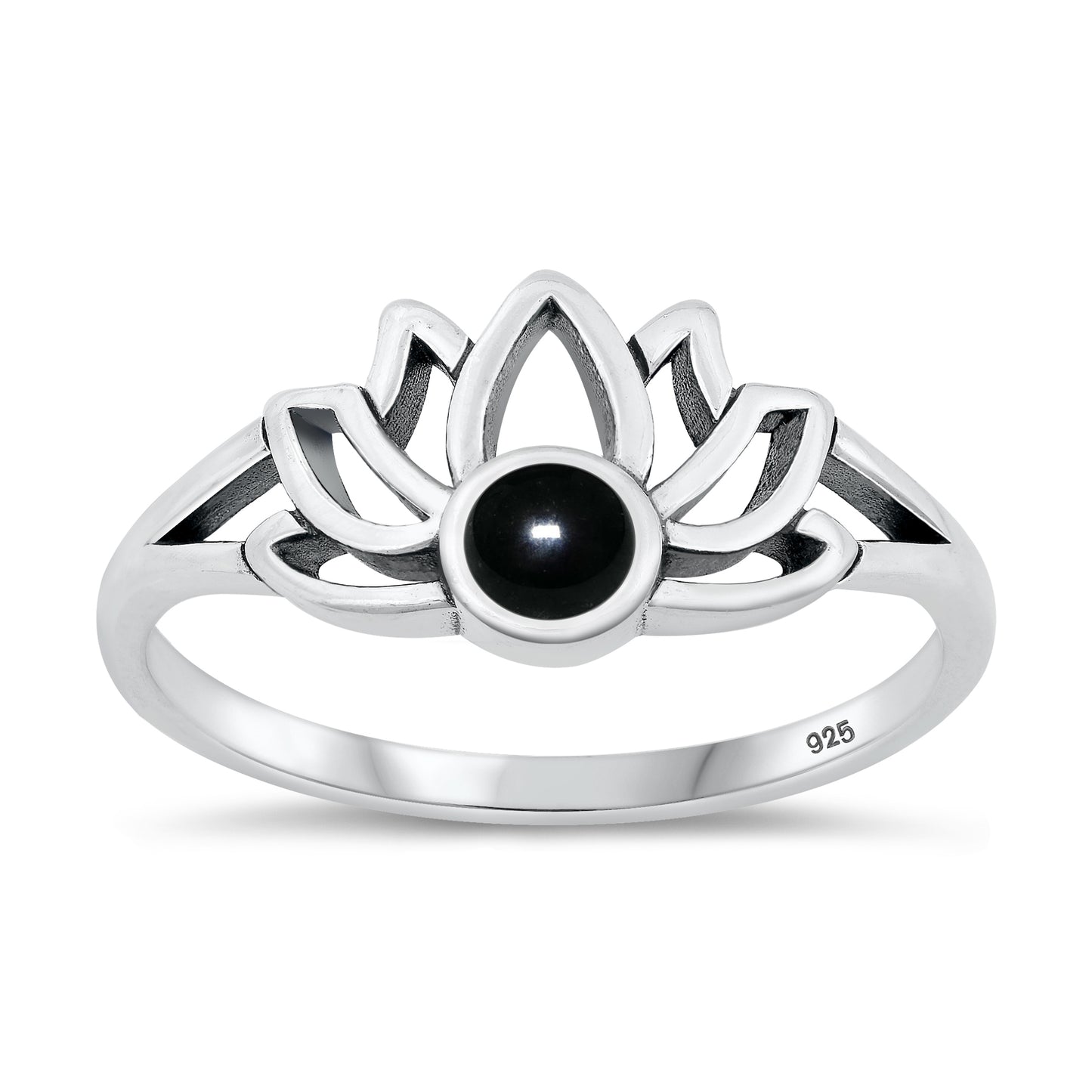 Silver Stone Ring - Lotus