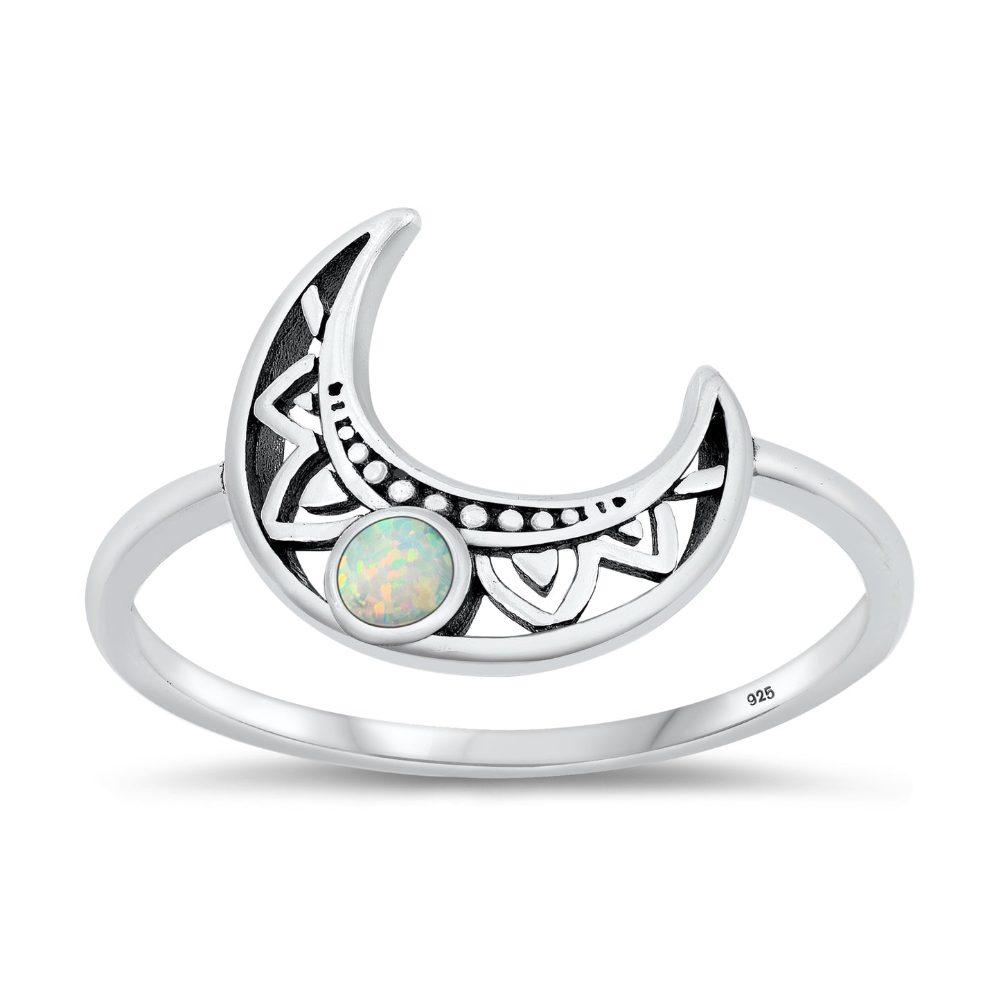 Silver Stone Ring - Moon