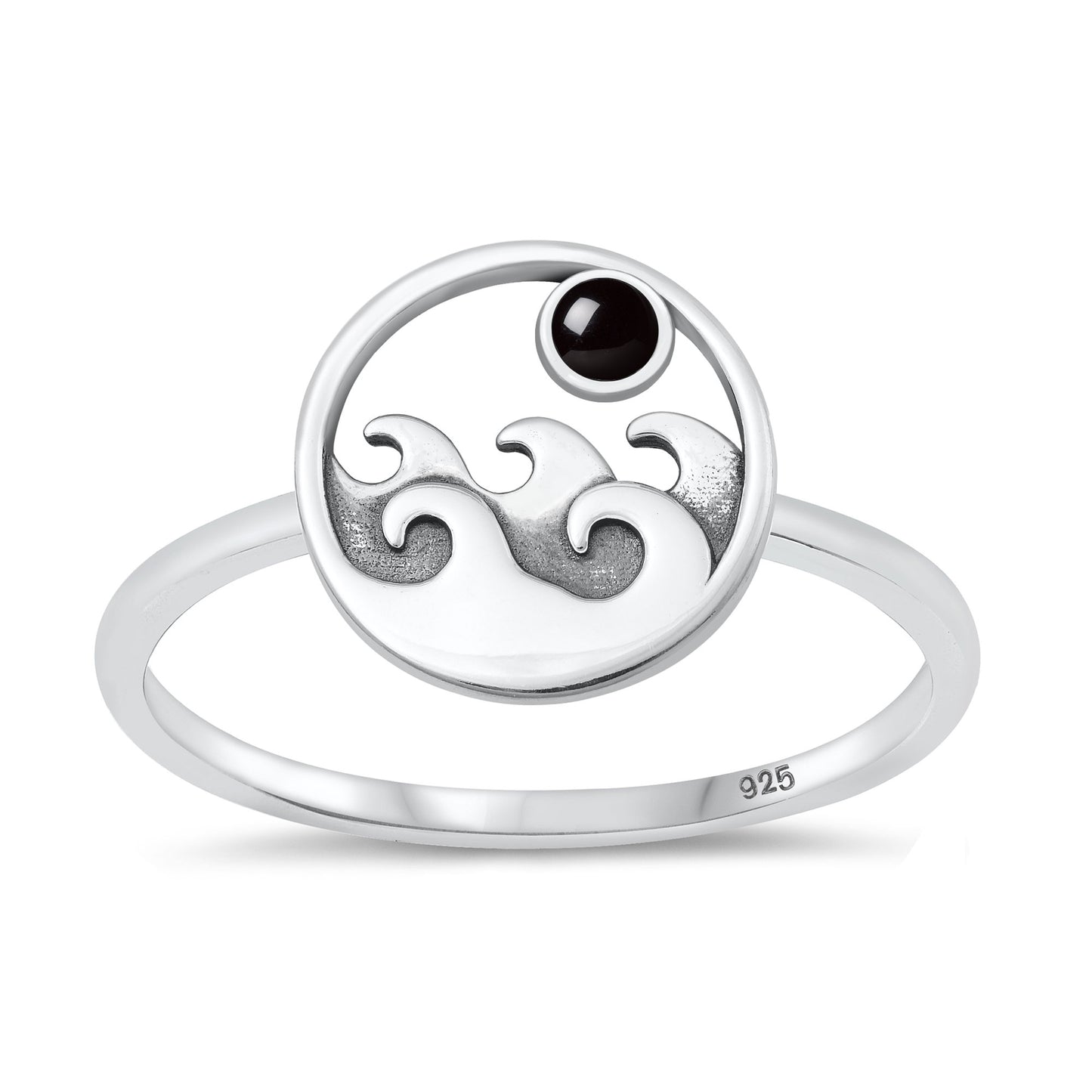 Silver Stone Ring - Waves