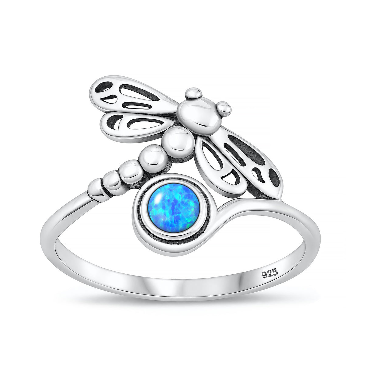 Silver Lab Opal Ring - Dragonfly