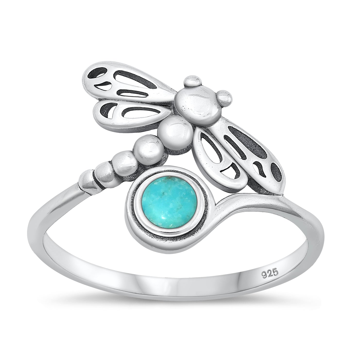 Silver Stone Ring - Dragonfly