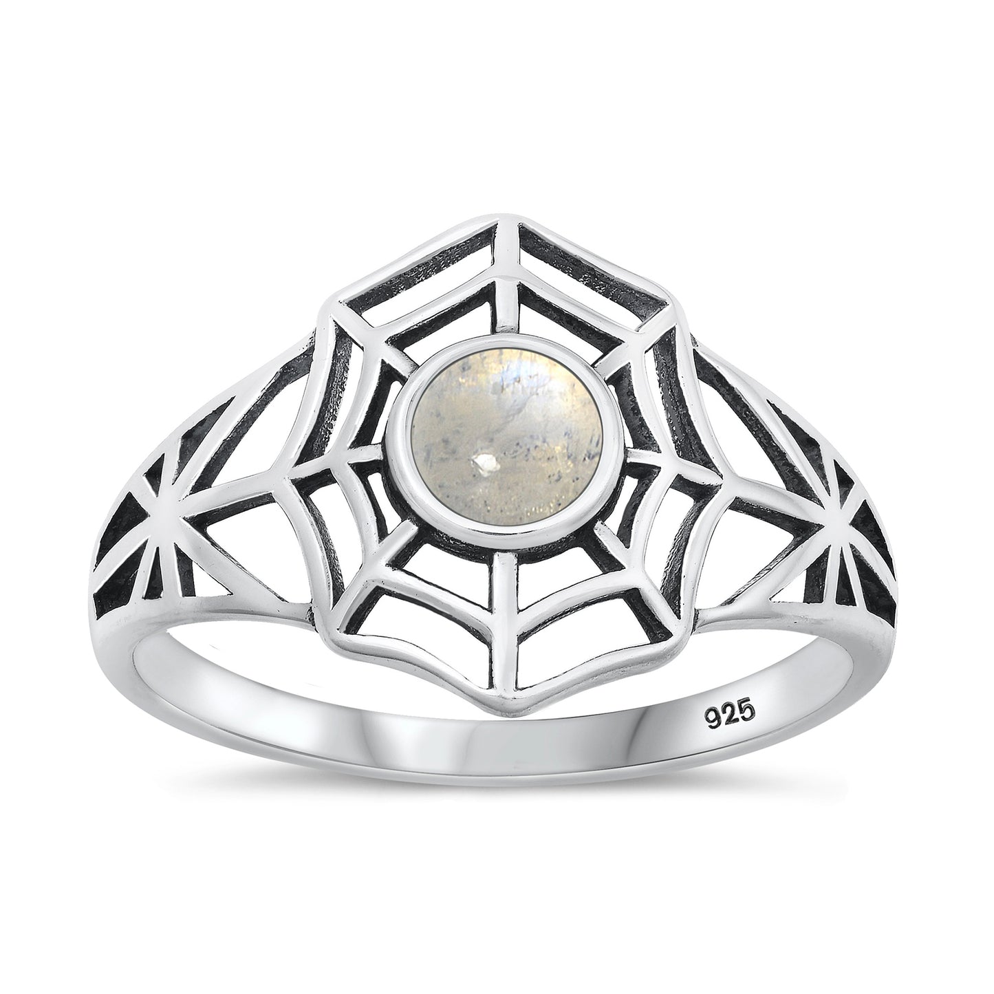 Silver Stone Ring - Spiderweb
