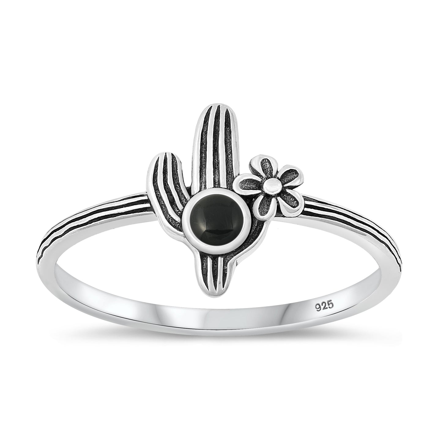 Silver Stone Ring - Cactus