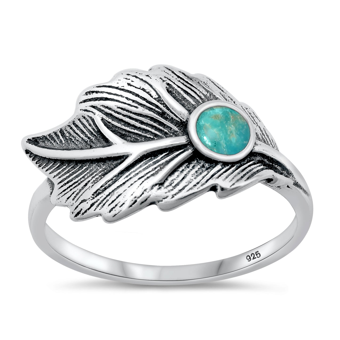 Silver Stone Ring - Leaf