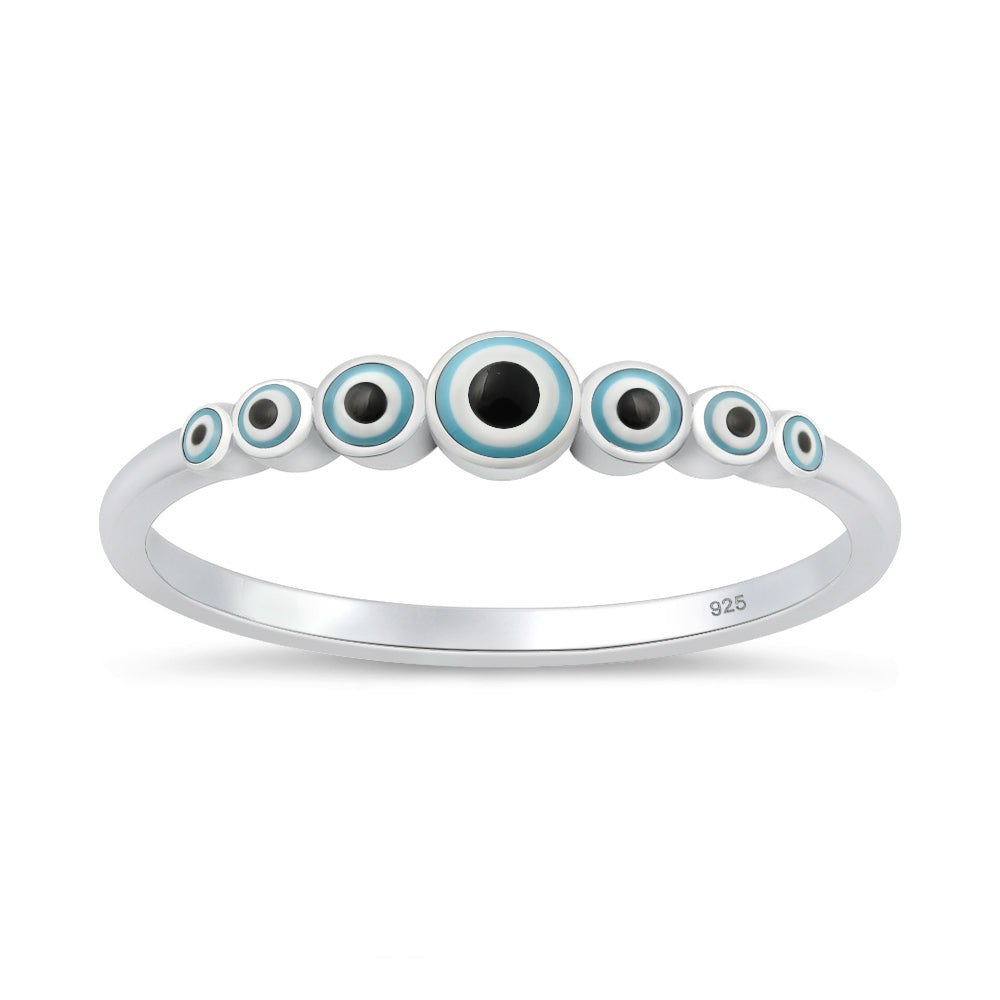 Silver Stone Ring - Evil Eye