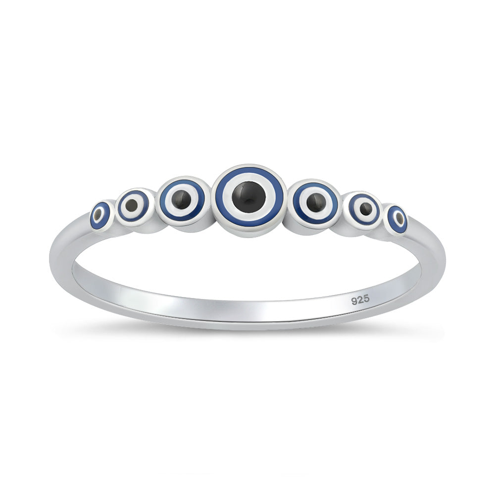 Silver Stone Ring - Evil Eye