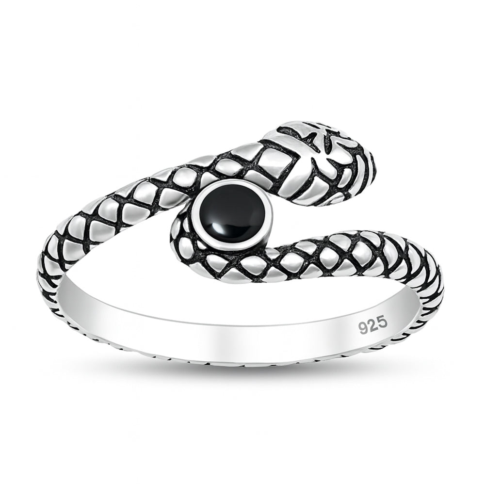 Silver Stone Ring - Snake