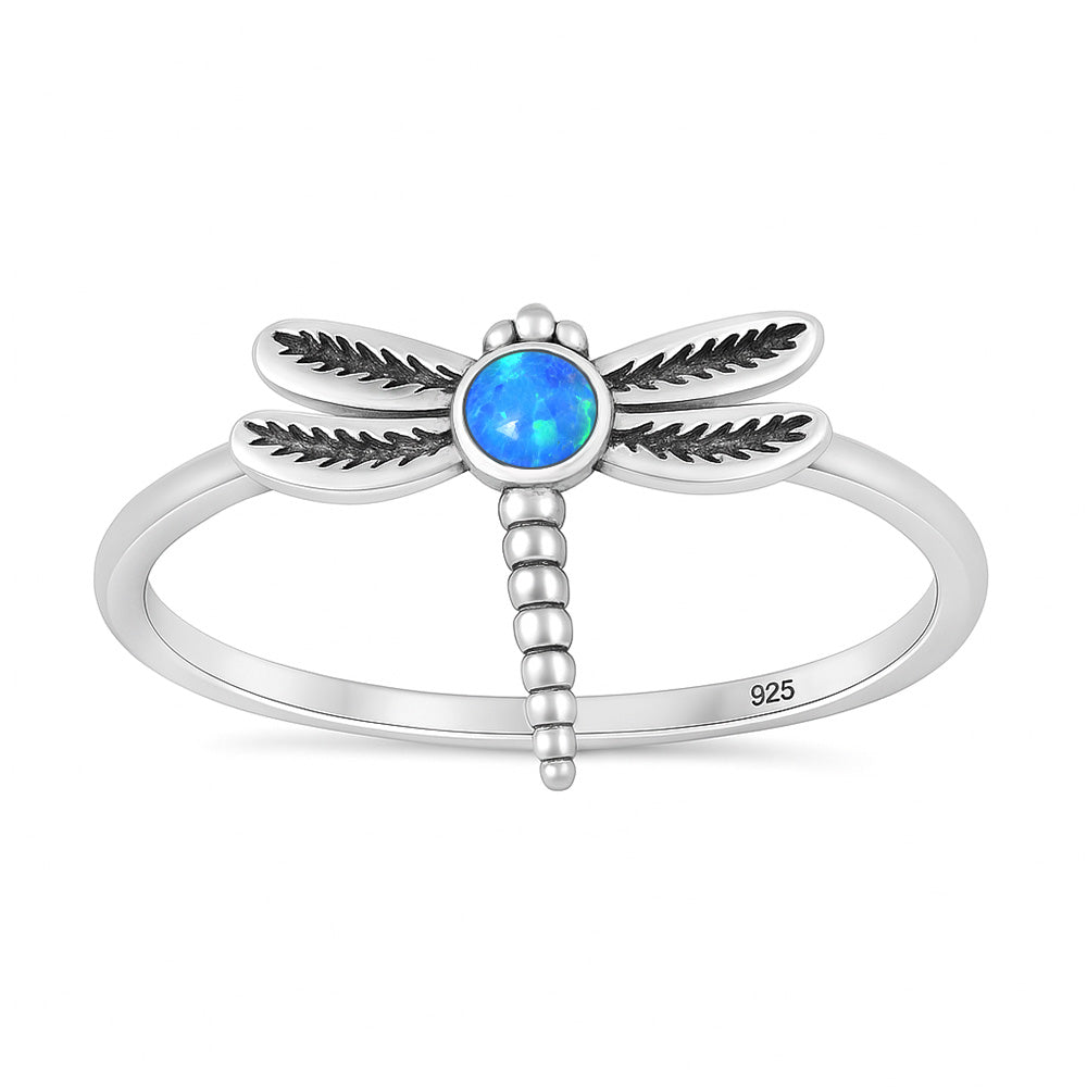 Silver Lab Opal Ring - Dragonfly